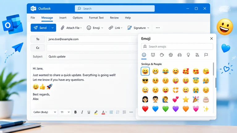 how to add emoji to outlook email
