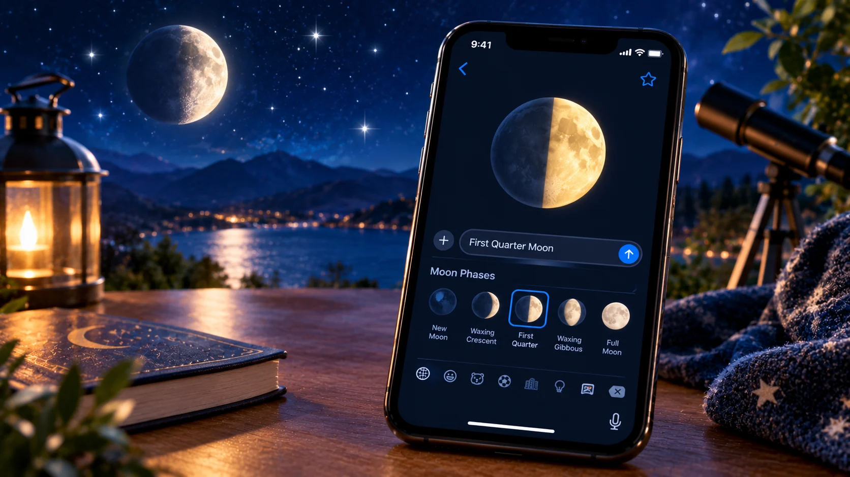 first quarter moon emoji