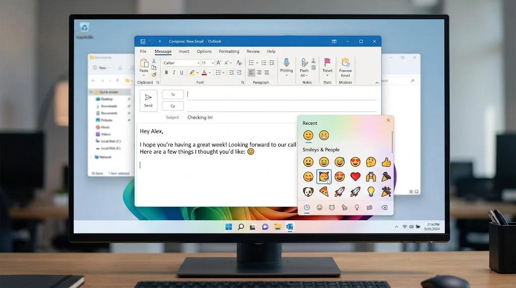 how to insert emoji in outlook email