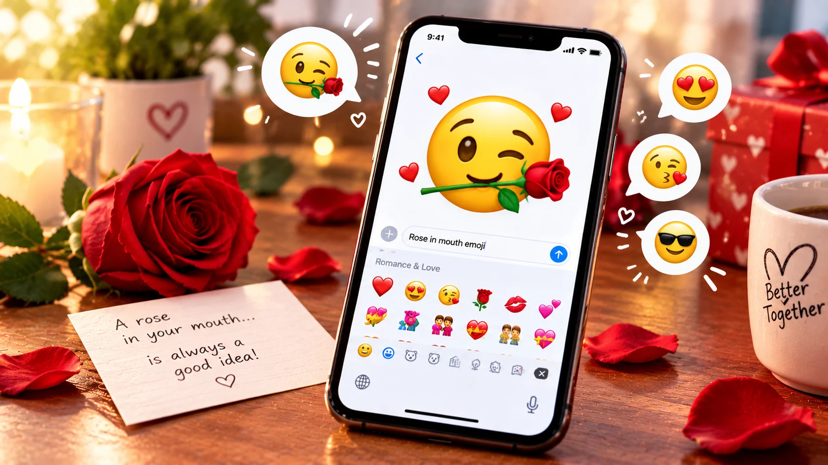 rose in mouth emoji