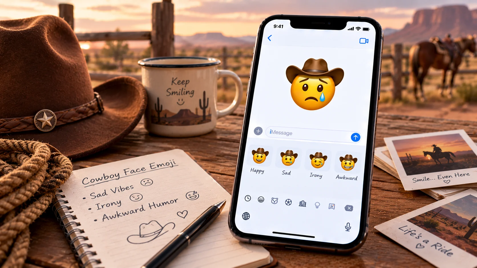 sad cowboy emoji
